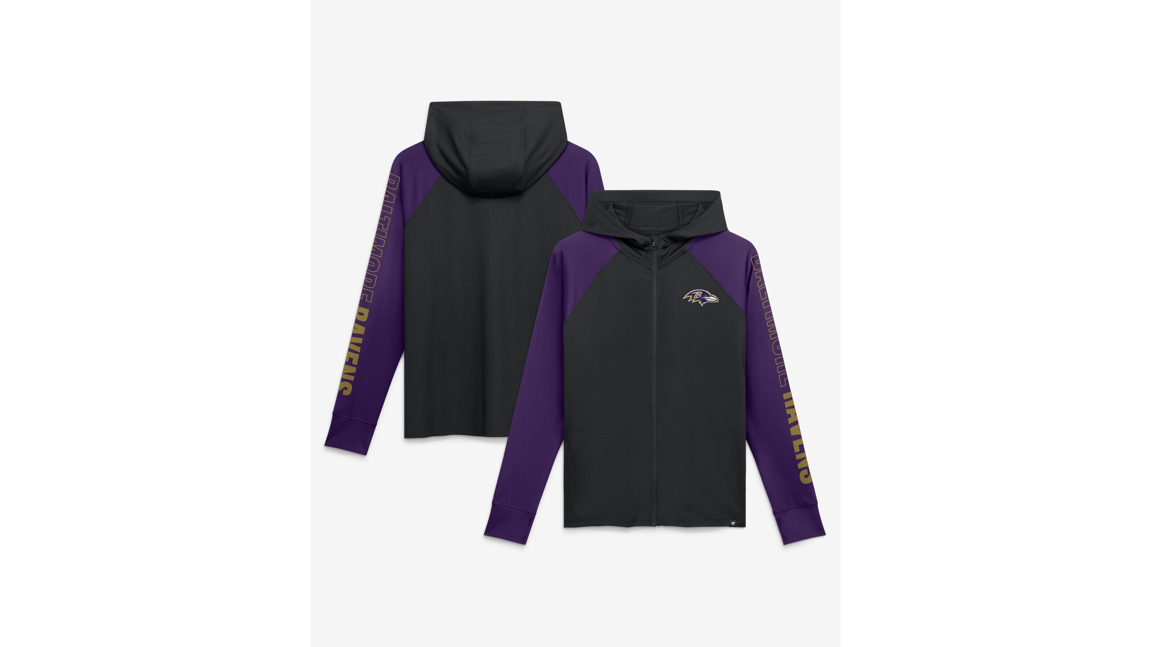 Fanatics Women's Black/Purple Baltimore Ravens Cornerback Blitz Raglan Full-Zip Hoodie