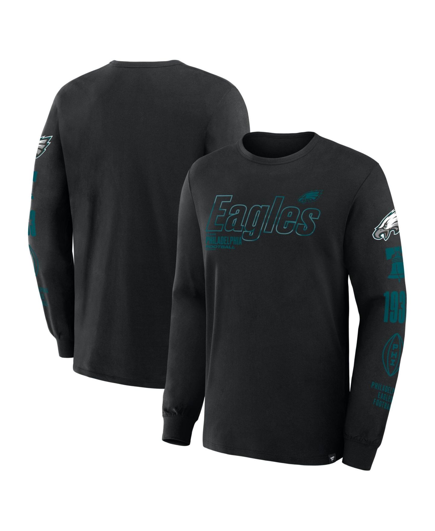 Мужская футболка Fanatics Black Philadelphia Eagles Checkdown Pass Long-Sleeve — фото 3