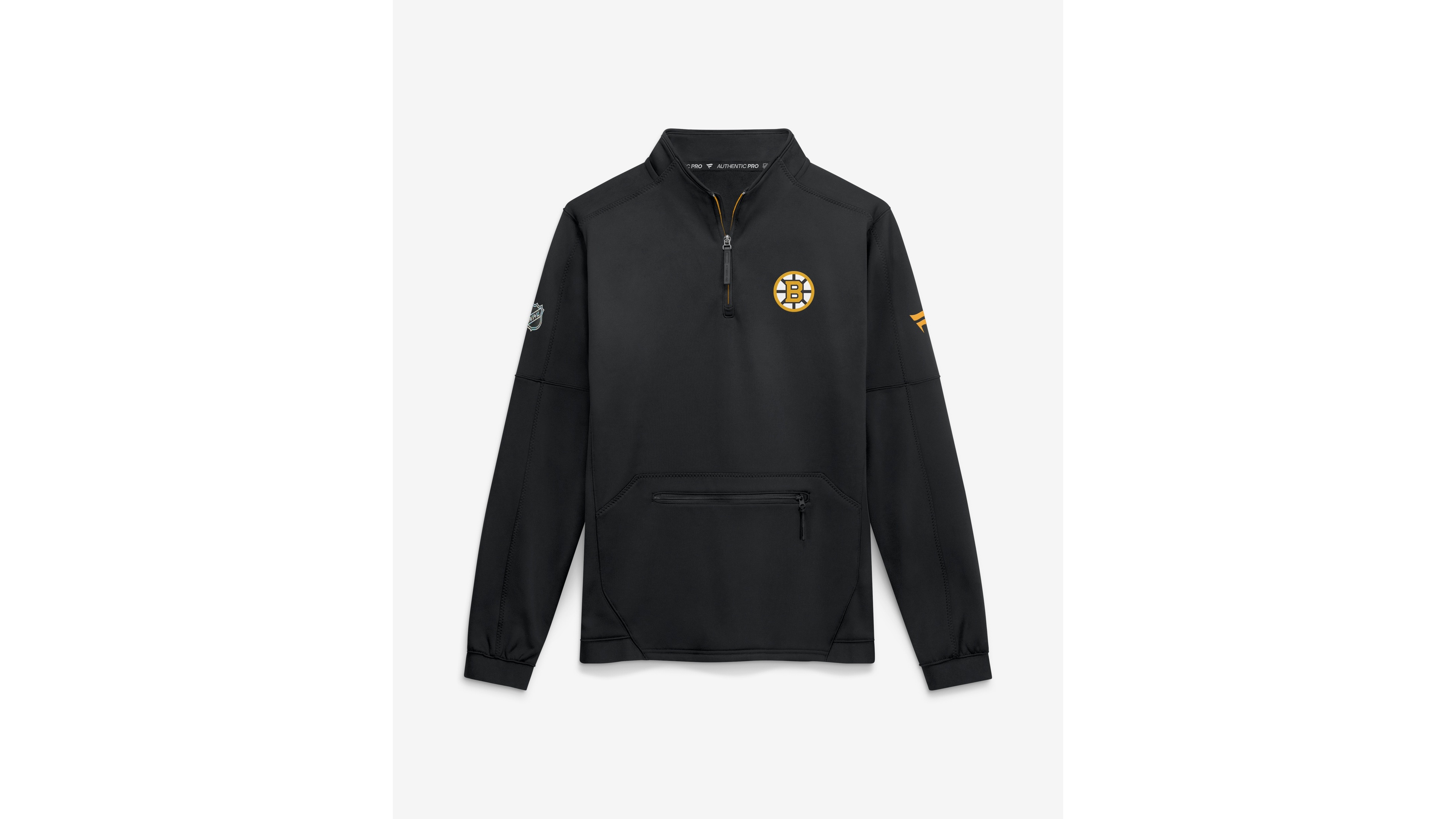 Fanatics Men's Black Boston Bruins Authentic Pro Rink Fleece Quarter-Zip Pullover