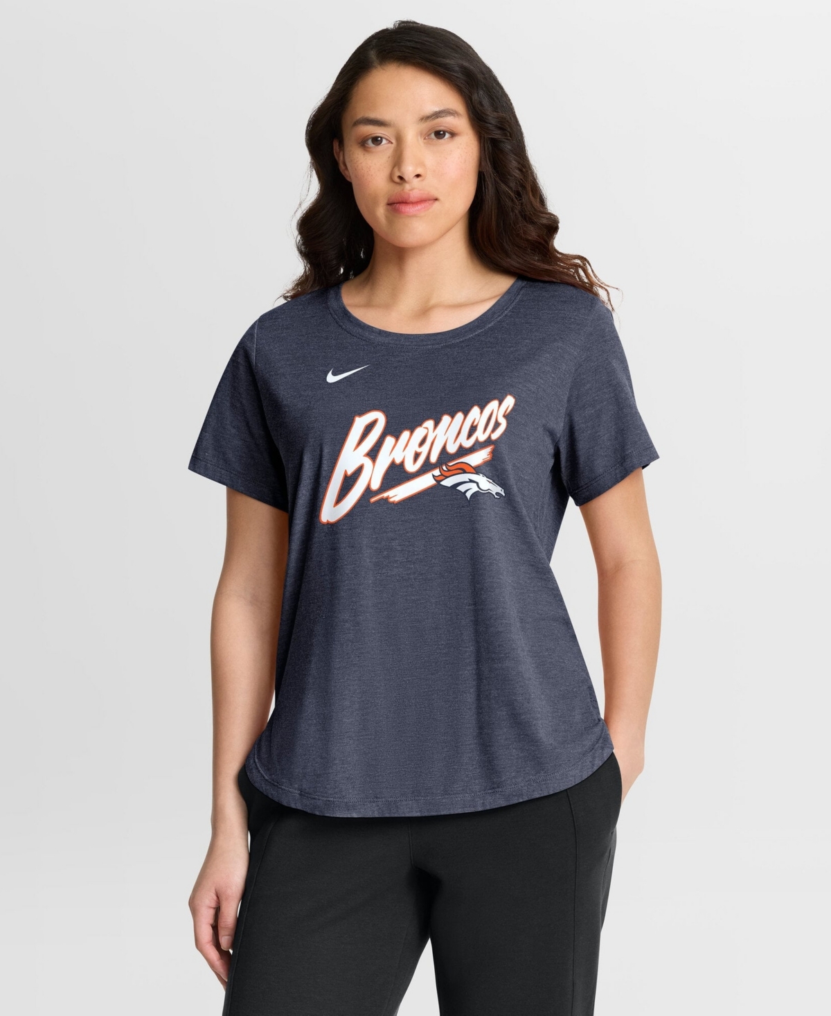 Nike Women's Navy Denver Broncos Primetime Tri-Blend T-Shirt - Navy