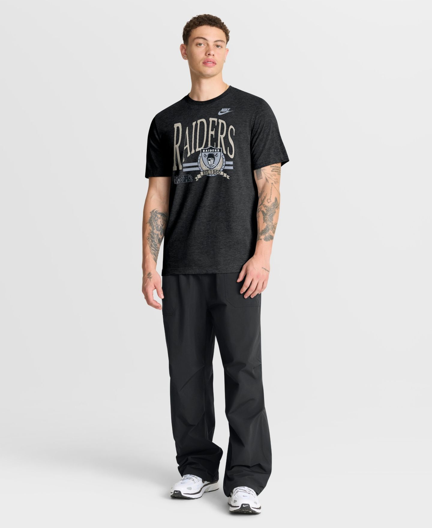 Мужская футболка Nike Heather Black Las Vegas Raiders Rewind Tri-Blend — фото 3