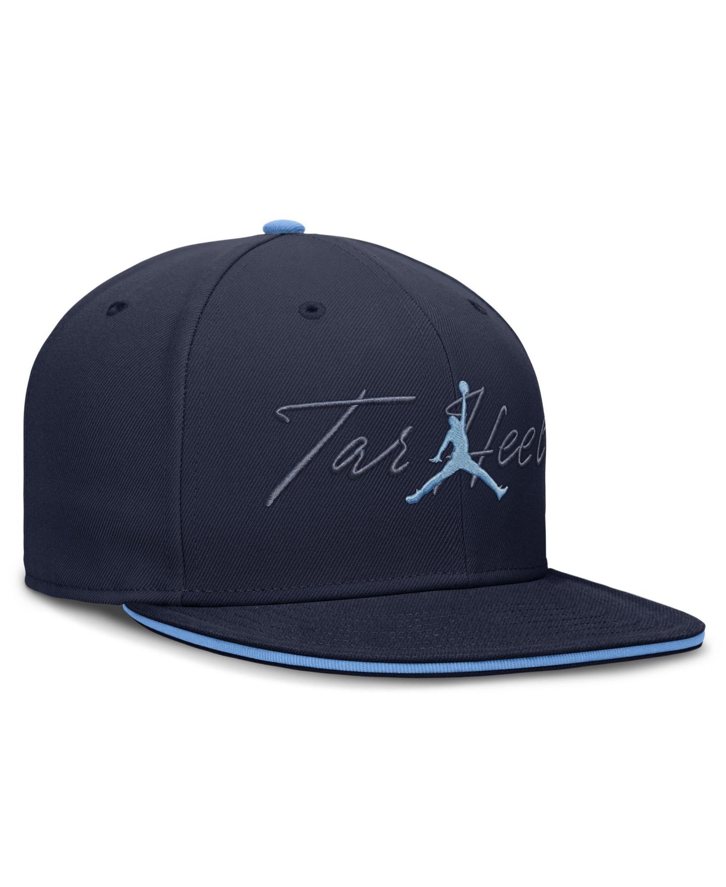 Мужские головные уборы Jordan Navy North Carolina Tar Heels Dri-FIT Primetime Script Fitted Hat — фото 3