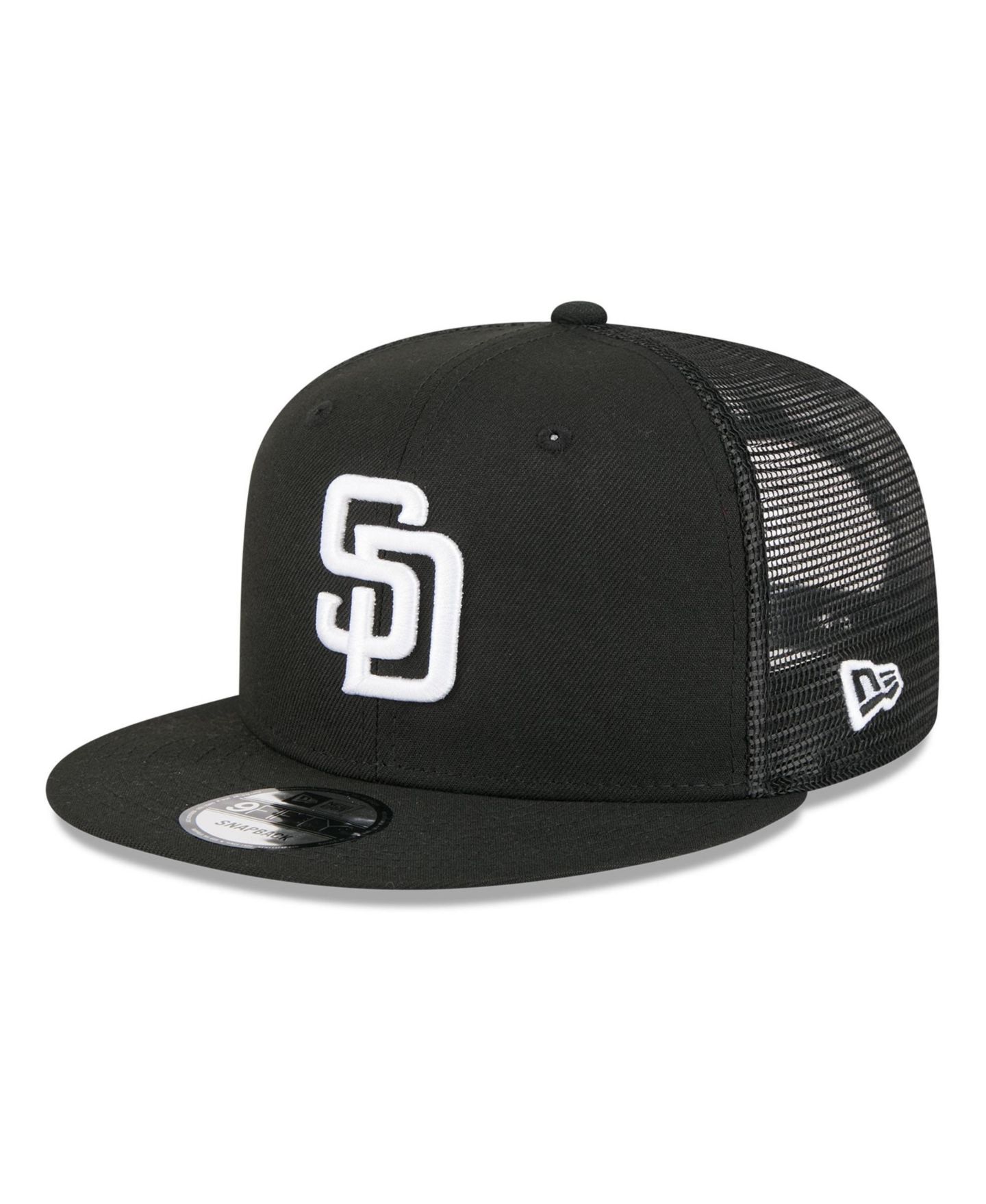 Мужская кепка New Era Black San Diego Padres 9FIFTY Adjustable Trucker Hat — фото 1