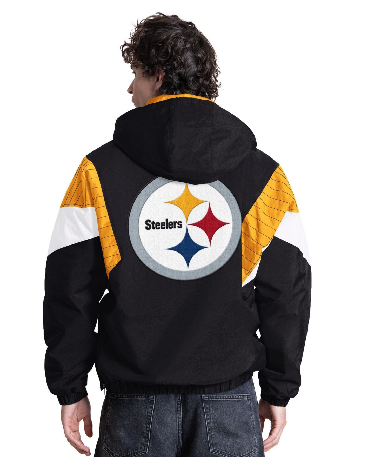 Мужская куртка Starter Black Pittsburgh Steelers The Throwback Half-Zip Hooded — фото 2