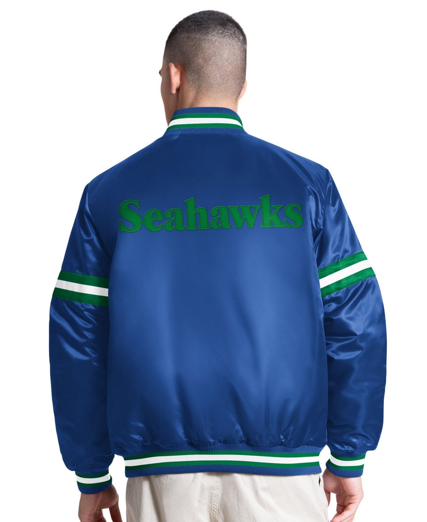 Мужская куртка Starter Royal Seattle Seahawks Courtside Varsity Retro Logo Full Snap — фото 2