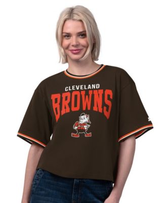 Women's Brown Cleveland Browns Vintage Ace Cropped T-Shirt