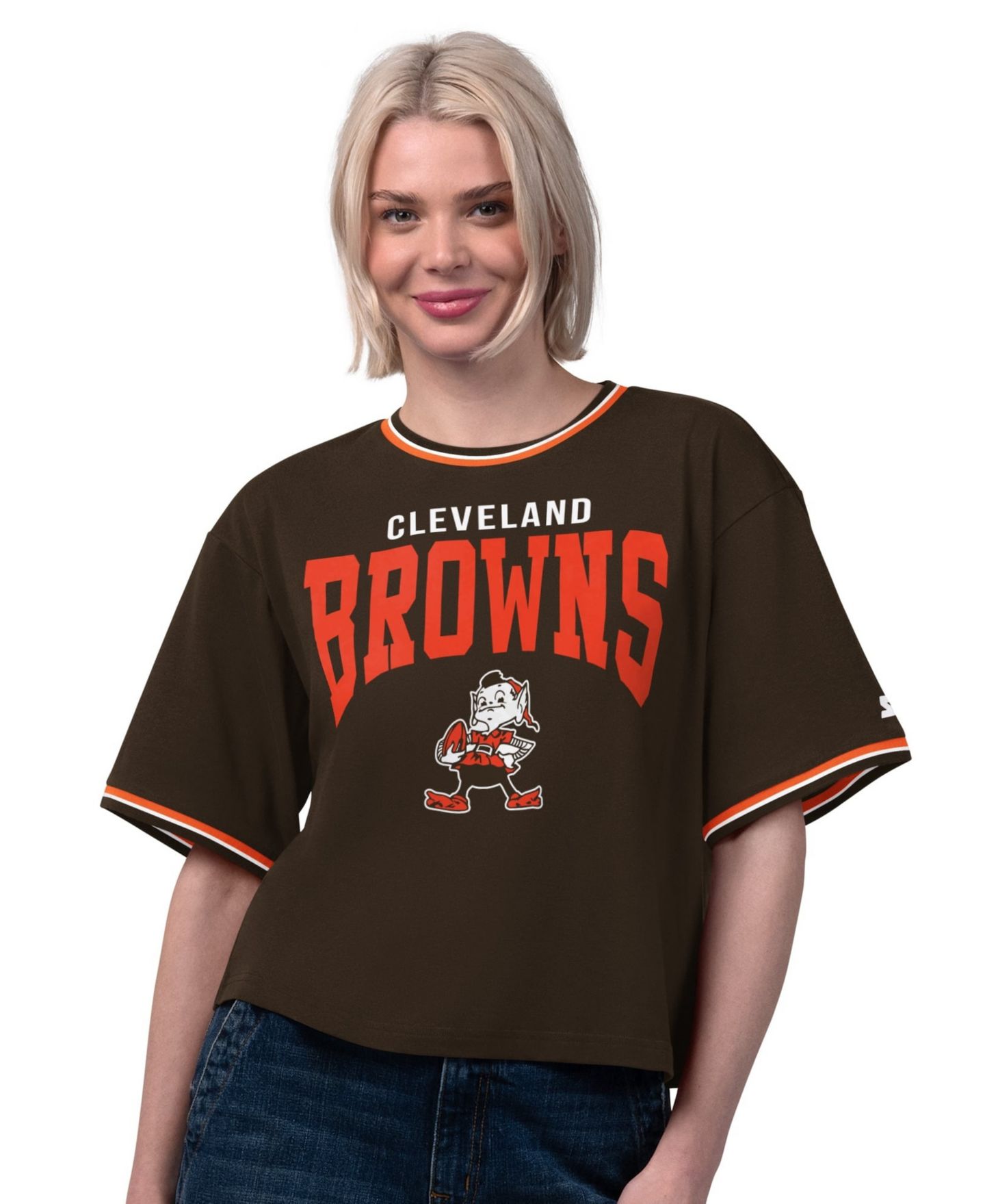 Женская футболка Starter Brown Cleveland Browns Vintage Ace Cropped — фото 1