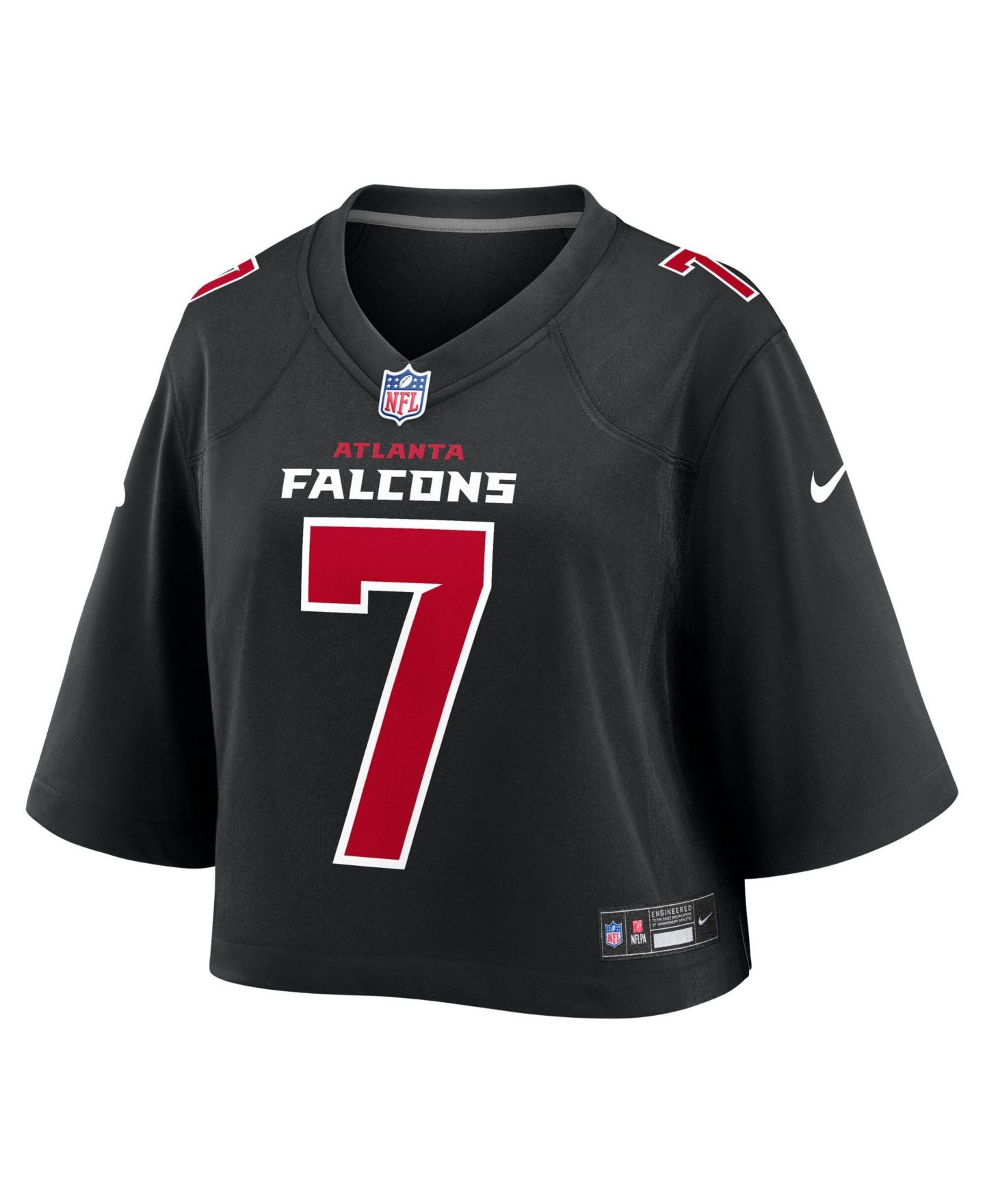 Женский топ Nike Bijan Robinson Black Atlanta Falcons Cropped Fashion Game Jersey — фото 2