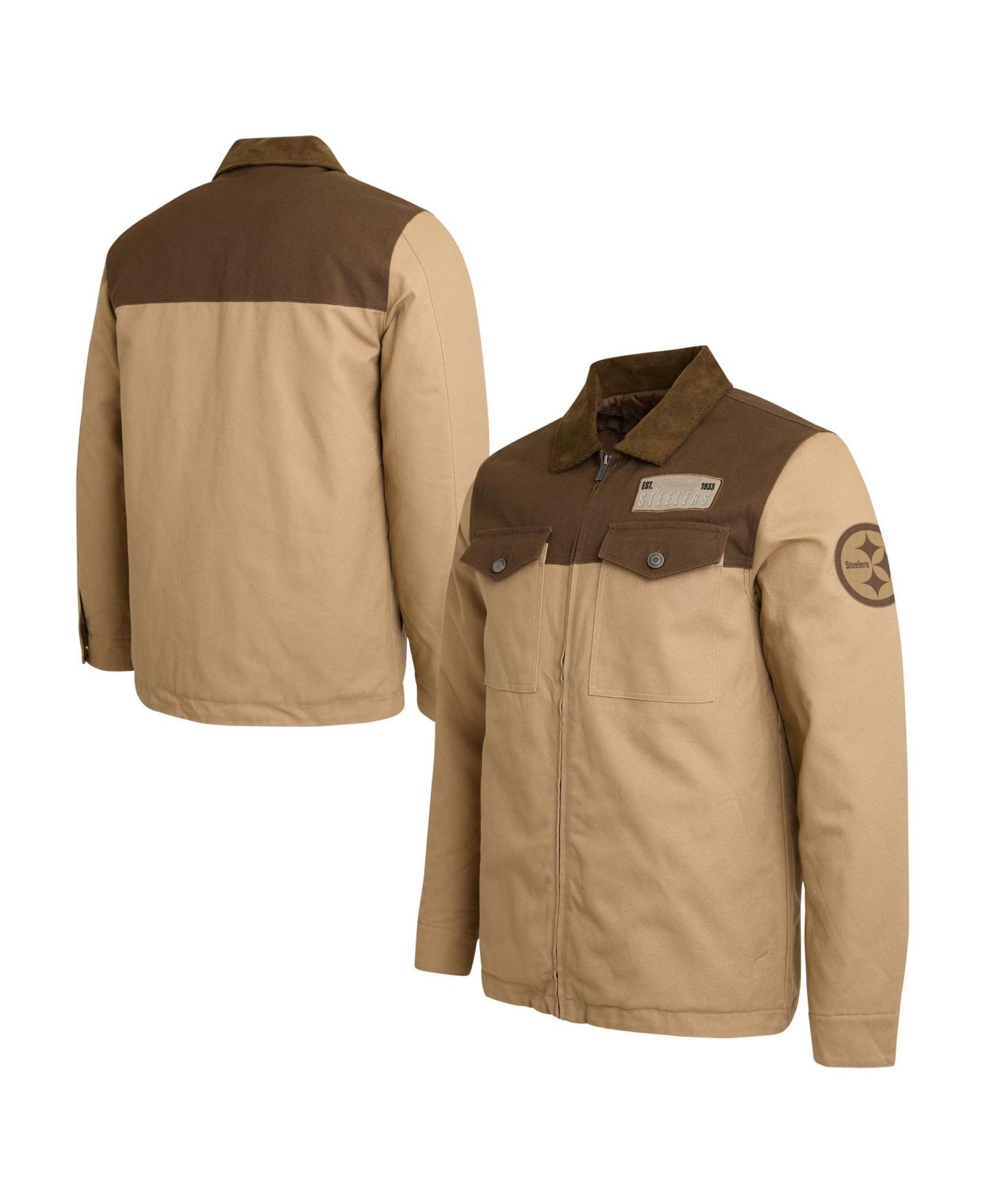 Мужская куртка Darius Rucker Collection By Fanatics Tan/Brown Pittsburgh Steelers Full-Zip Canvas — фото 1