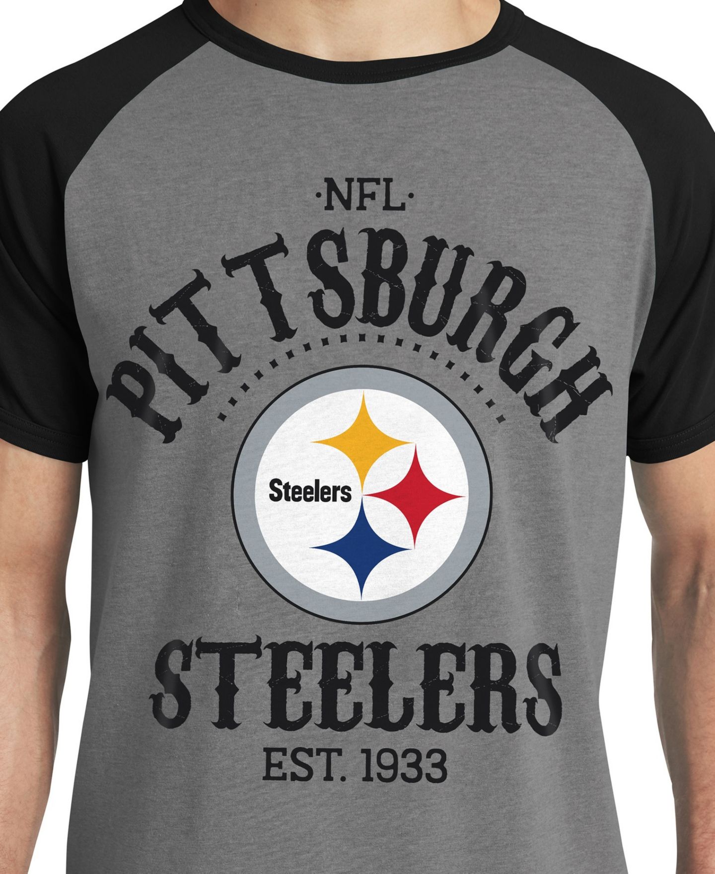 Мужская футболка Darius Rucker Collection By Fanatics Black Pittsburgh Steelers Raglan — фото 5