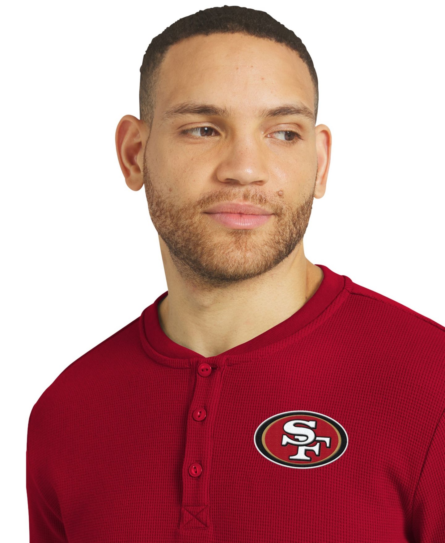 Мужская футболка Darius Rucker Collection By Fanatics Scarlet San Francisco 49ers Waffle-Knit Henley Long-Sleeve — фото 5