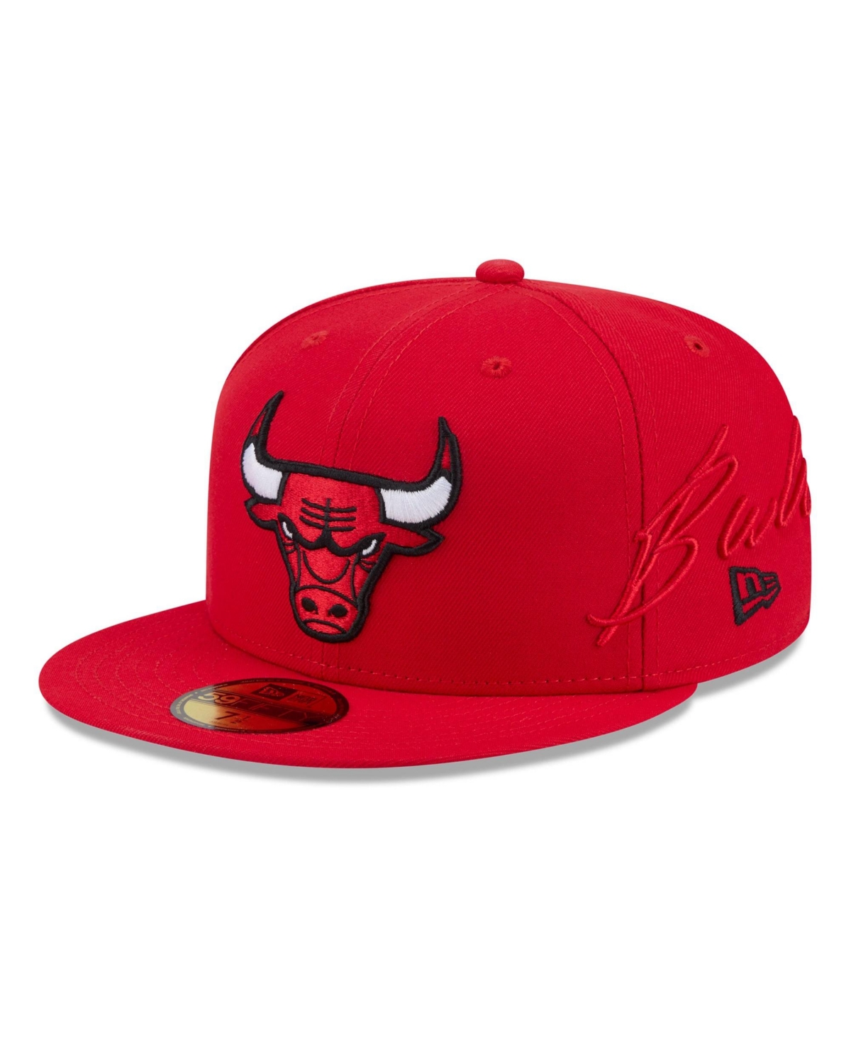 New Era Men's Red Chicago Bulls Side Script 59FIFTY Fitted Hat - Red
