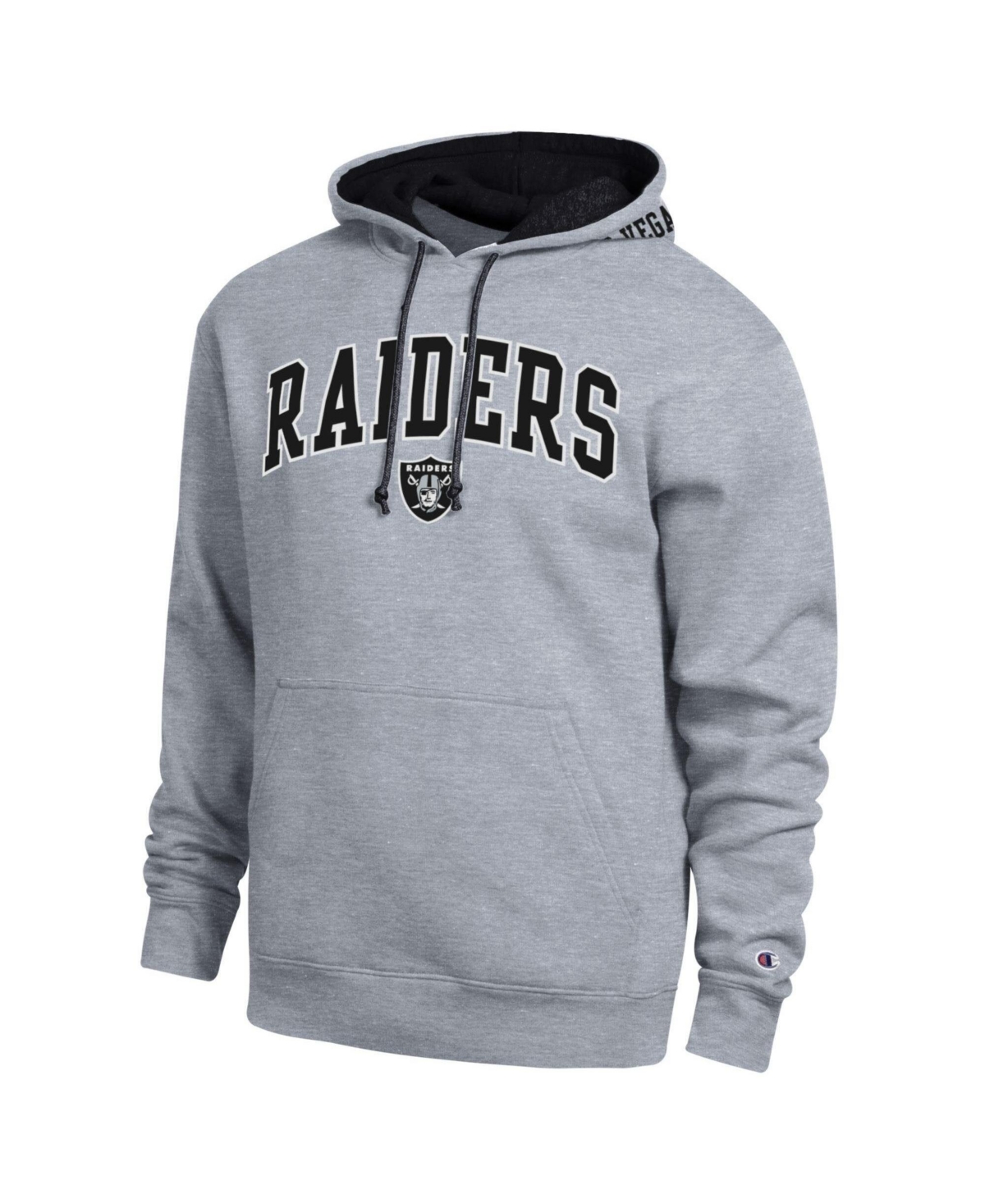 Champion Men's Heather Gray/Black Las Vegas Raiders Contrast Hoodie - Heather Gray, Black