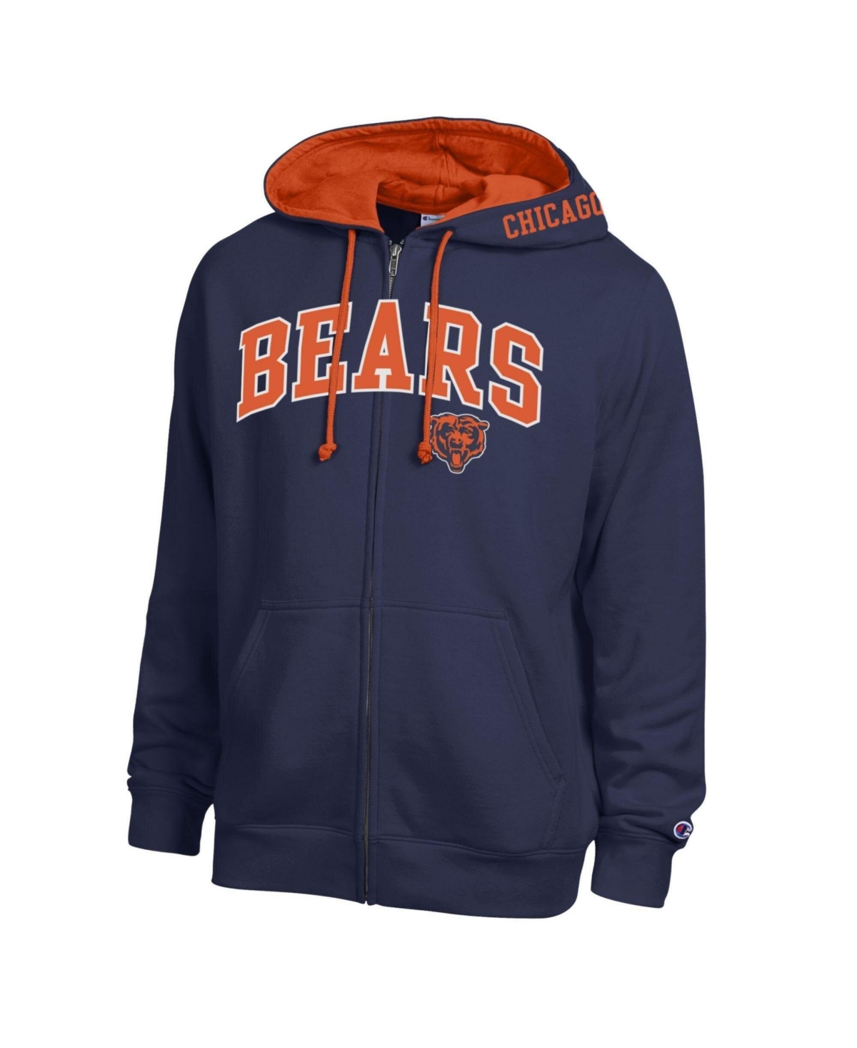 Champion Men's Navy/Orange Chicago Bears Full-Zip Hoodie - Navy, Orange