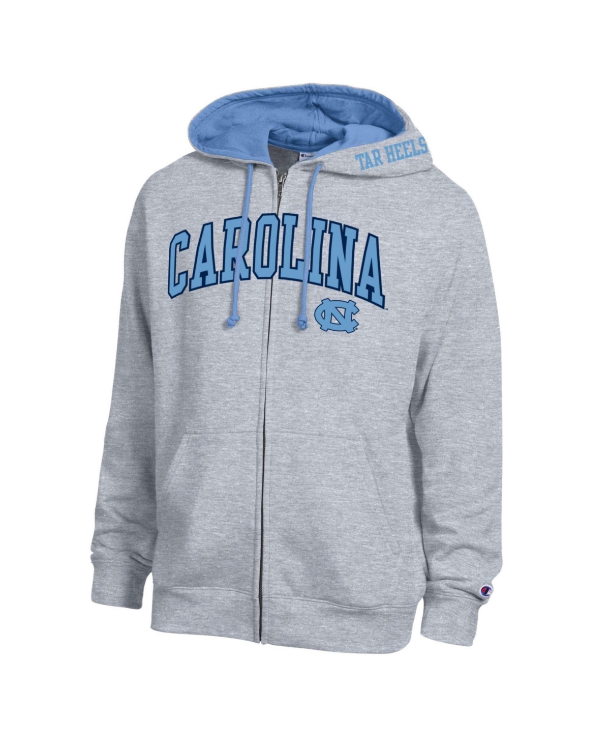 Champion Men's Heather Gray North Carolina Tar Heels Arch Logo Full-Zip Fleece Hoodie - Heather Gray