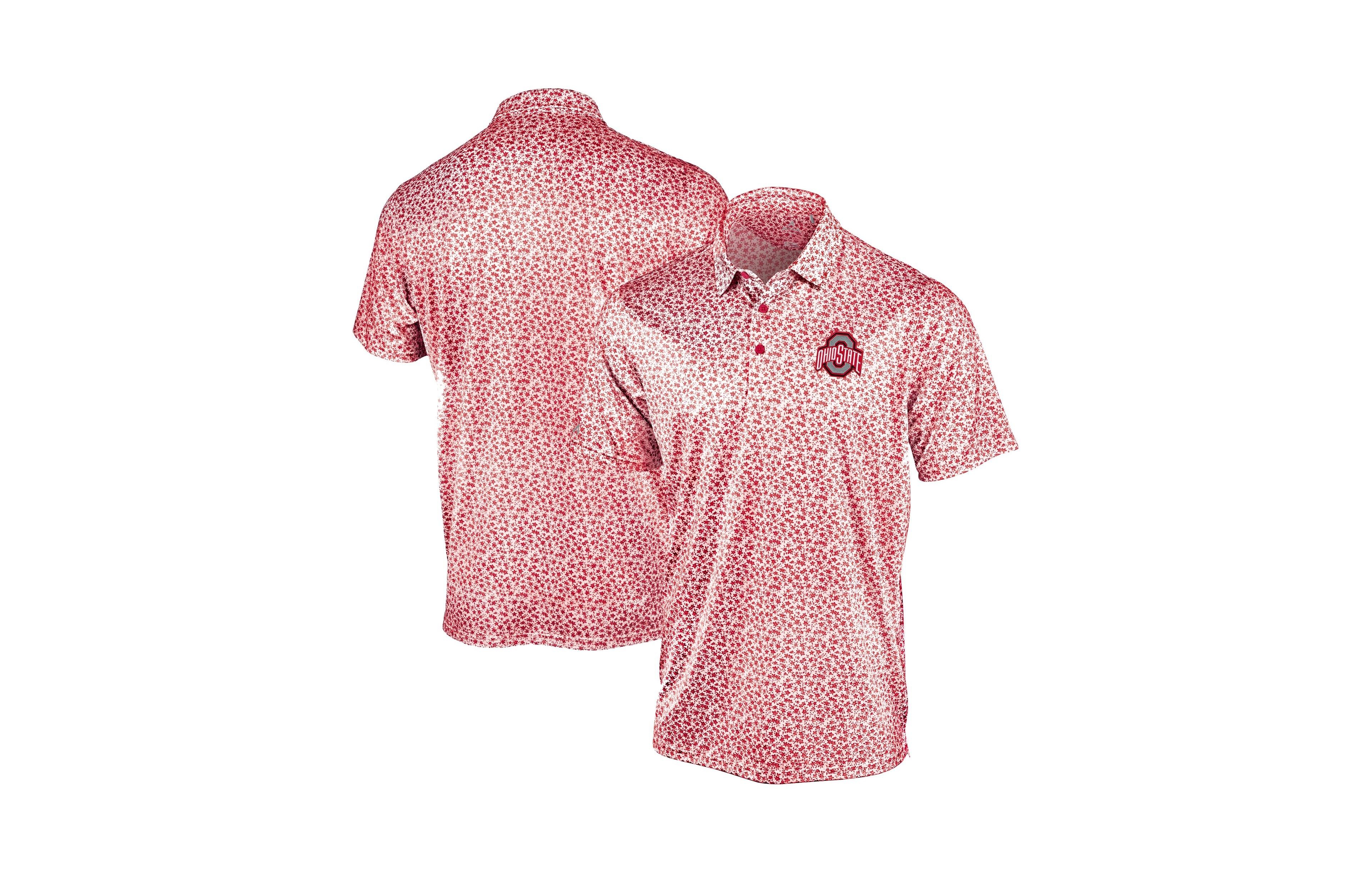 Antigua Men's Scarlet Ohio State Buckeyes Flourish Polo Shirt