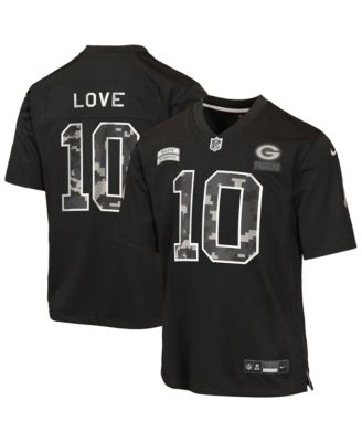Big Boys' and Girls' Jordan Love Black Green Bay Packers 2026 Salute to Service Game Jersey
