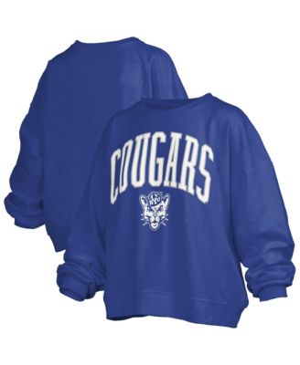 Women's Royal BYU Cougars Oversized Janise Arch Over Logo Fleece Sweatshirt