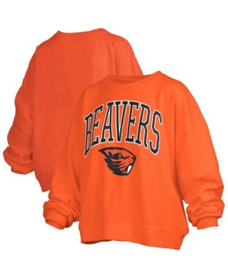 Women's Orange Oregon State Beavers Oversized Janise Arch Over Logo Fleece Sweatshirt