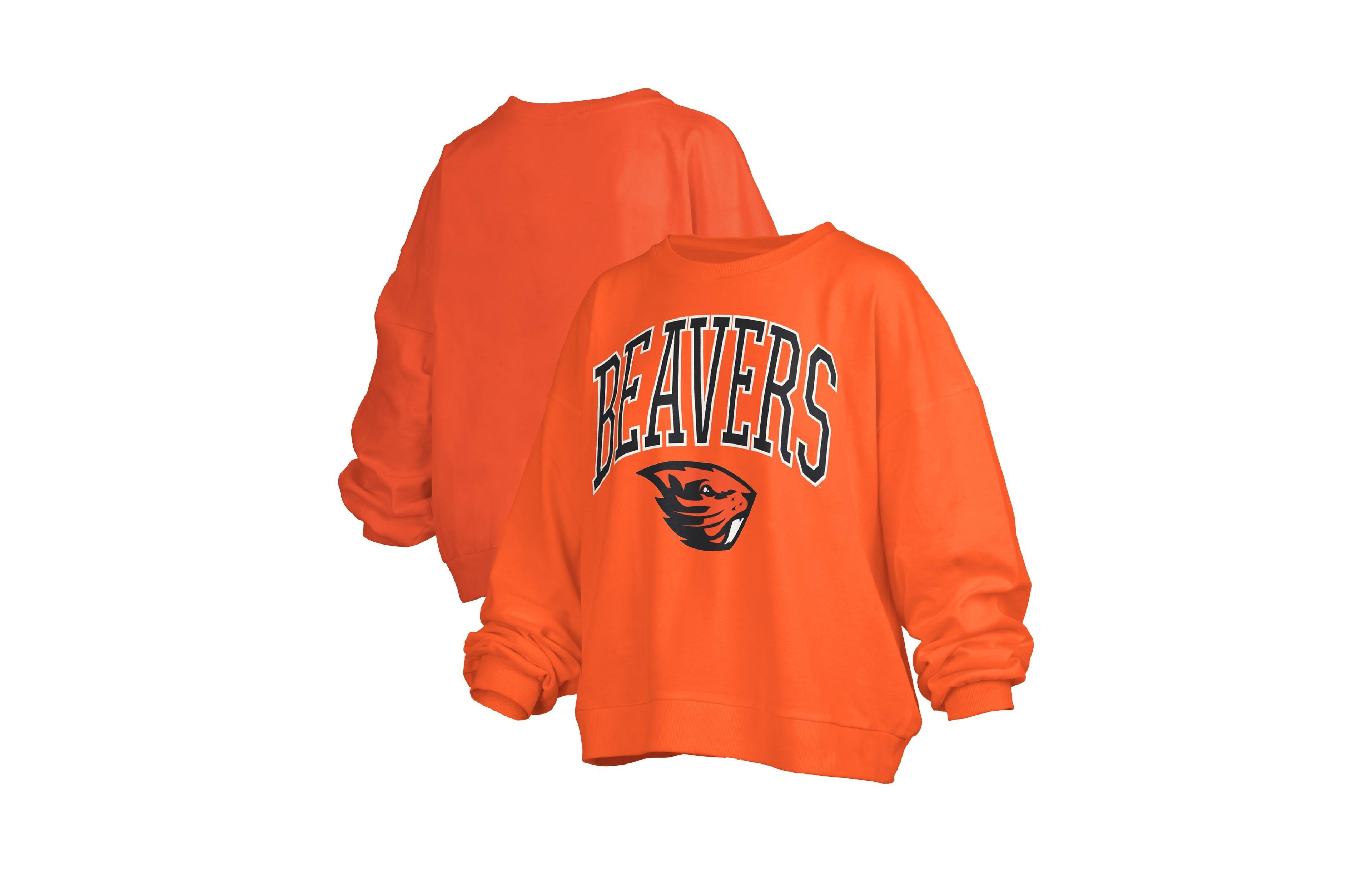 Pressbox Women's Orange Oregon State Beavers Oversized Janise Arch Over Logo Fleece Sweatshirt