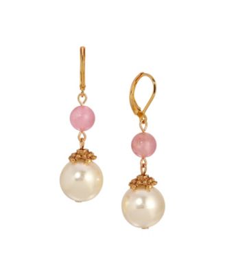Women's Imitation Pearl Gold-Tone Drop Earrings