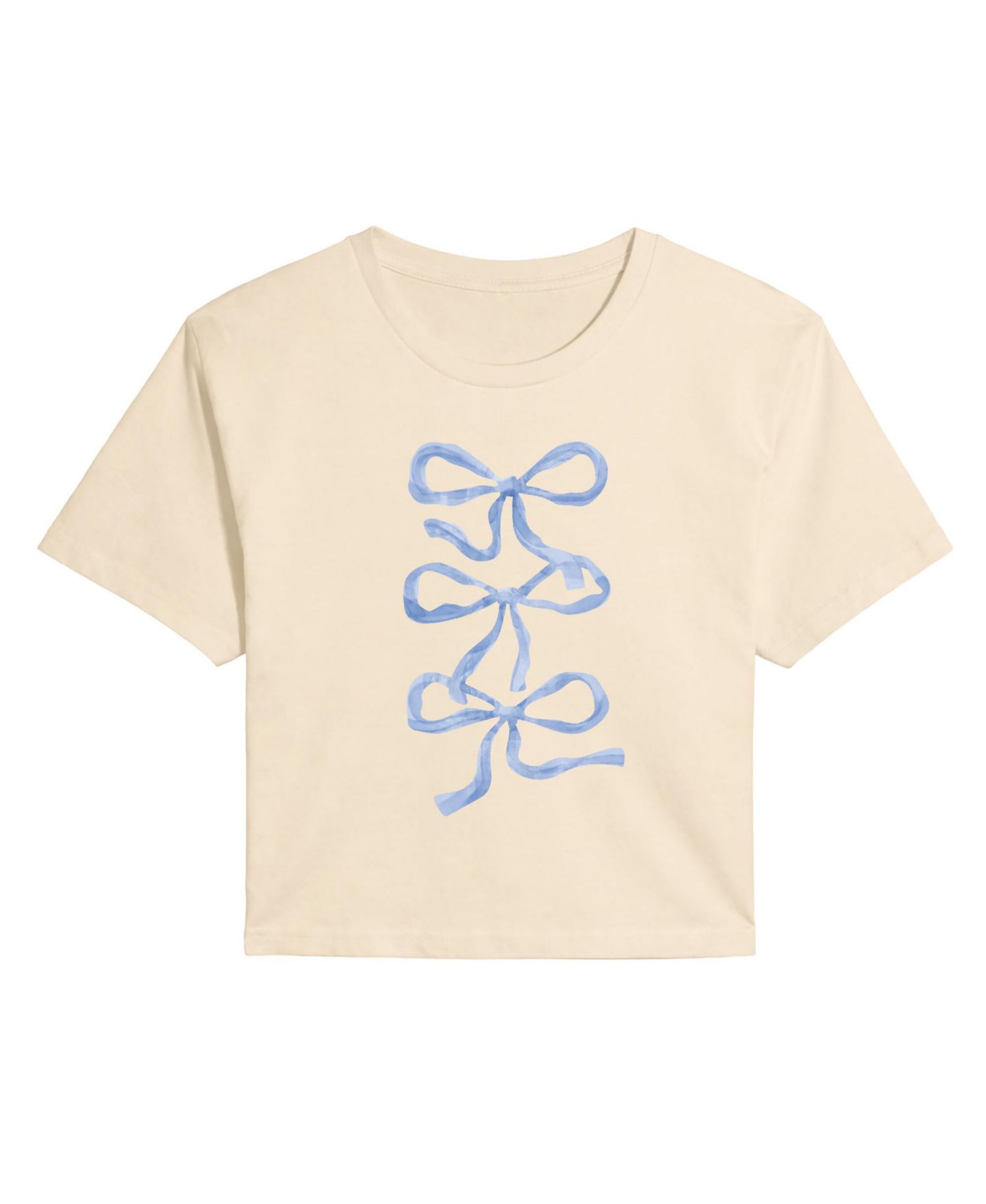 Женская футболка Instant Message Blue Bows Cropped Graphic, цвет: Берёзовый — фото 4