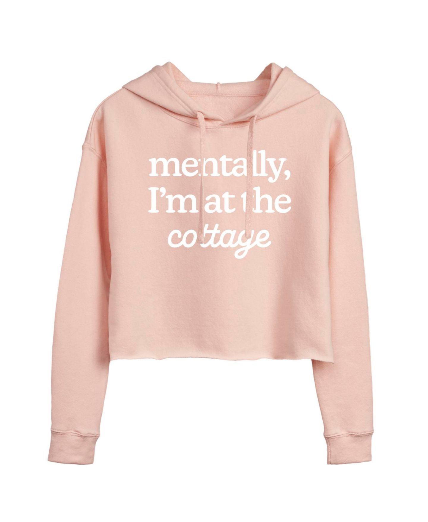 Женское худи Instant Message Mentally At The Cottage Cropped Graphic Long-Sleeve, цвет: Пудровый — фото 3