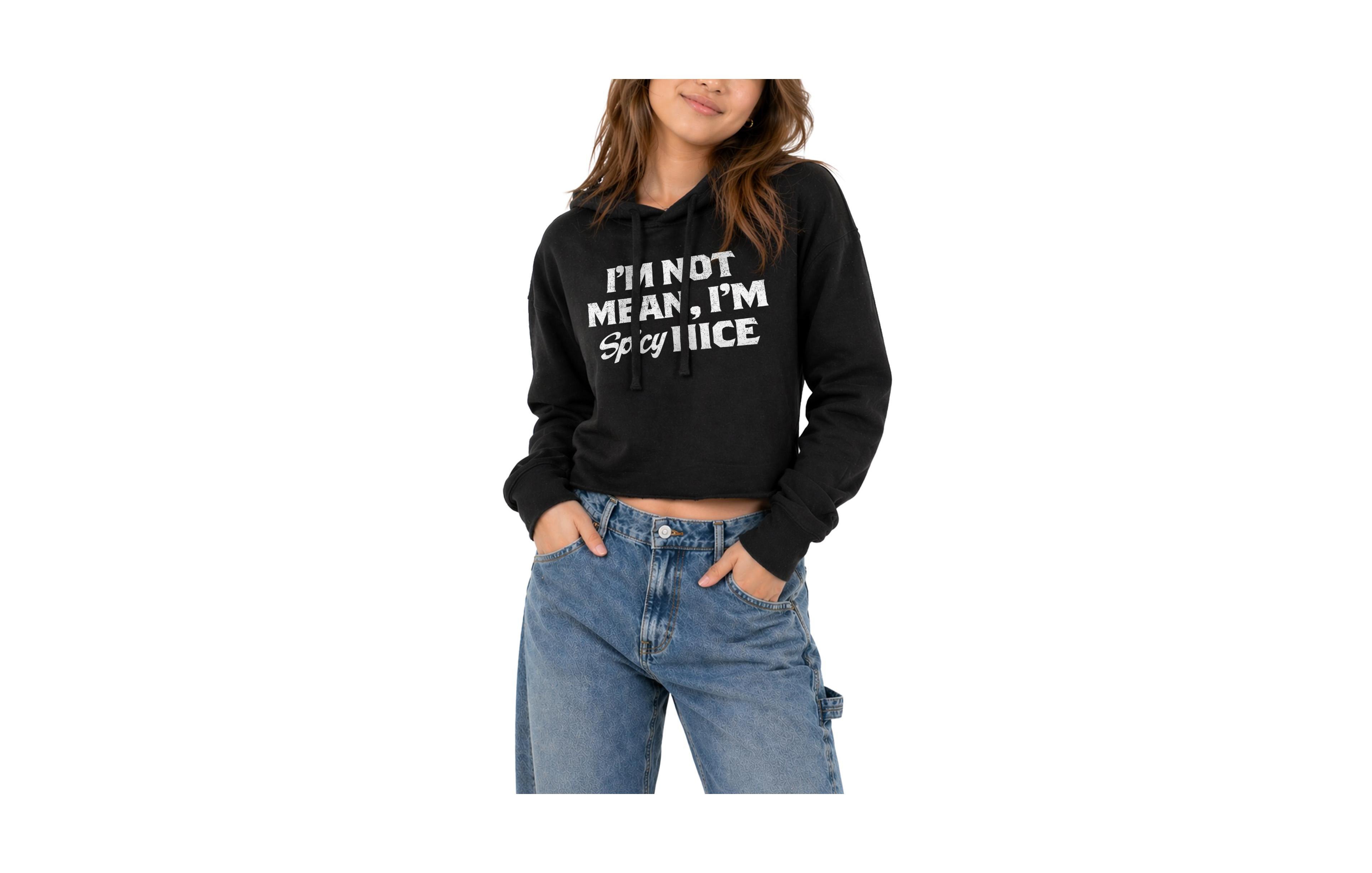 Instant Message Juniors' Spicy Nice Cropped Graphic Hoodie