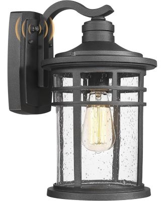 Dusk to Dawn Outdoor Porch Wall Light 11.81 inches,Outside Wall Mounted Light Seeded Glass Exterior Waterproof Lantern Modern style