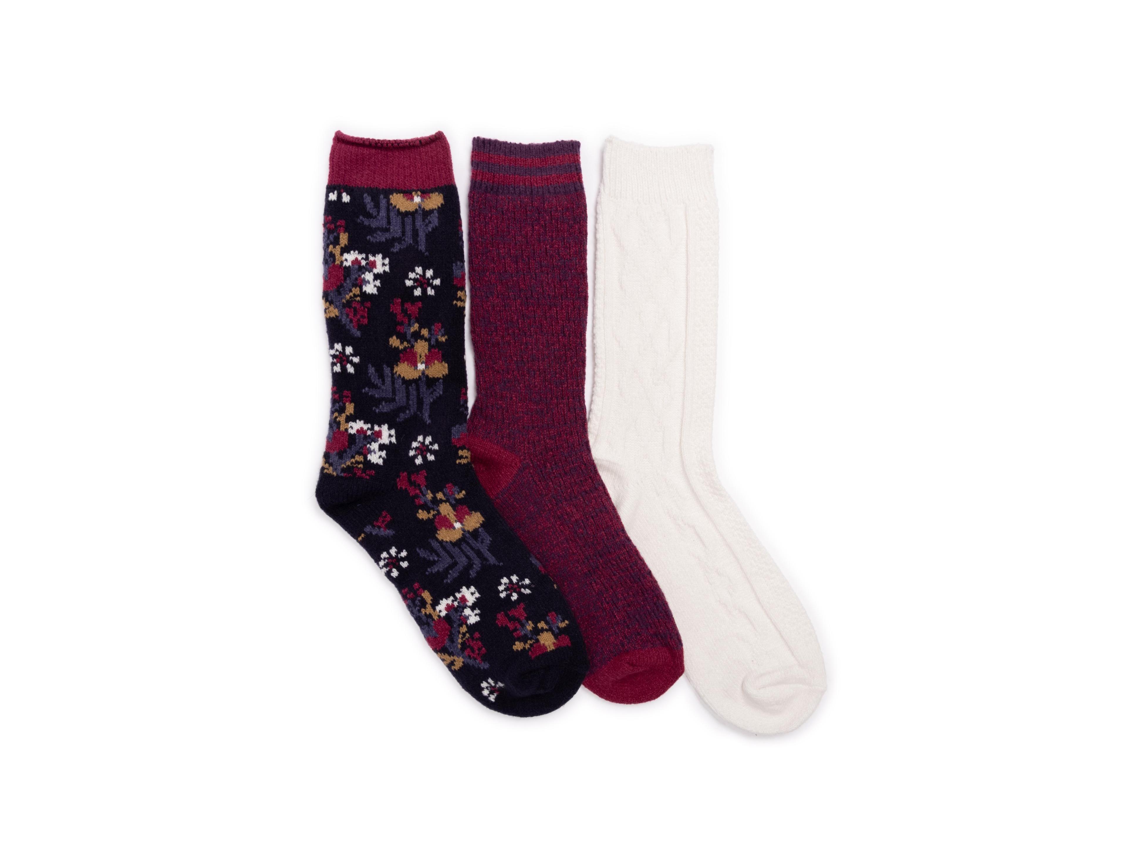 Muk Luks Women's Boot Socks with Ribbed Cuff, 3-Pack