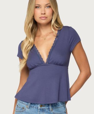 Women's Palermo Tie-Front Lace Babydoll Top
