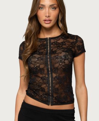 Women's Jessi Sheer Lace Floral Top