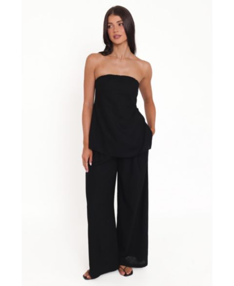 Женские брюки Petal and Pup Arles High-Rise Wide-Leg Front-Pleat, цвет: Чёрный