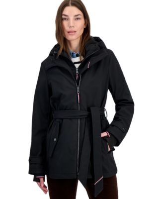 Women's Hooded Belted Softshell Coat, Created for Macy's
