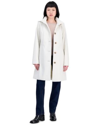 Women's Hooded Button-Front Knit Collar Coat, Created for Macy's 