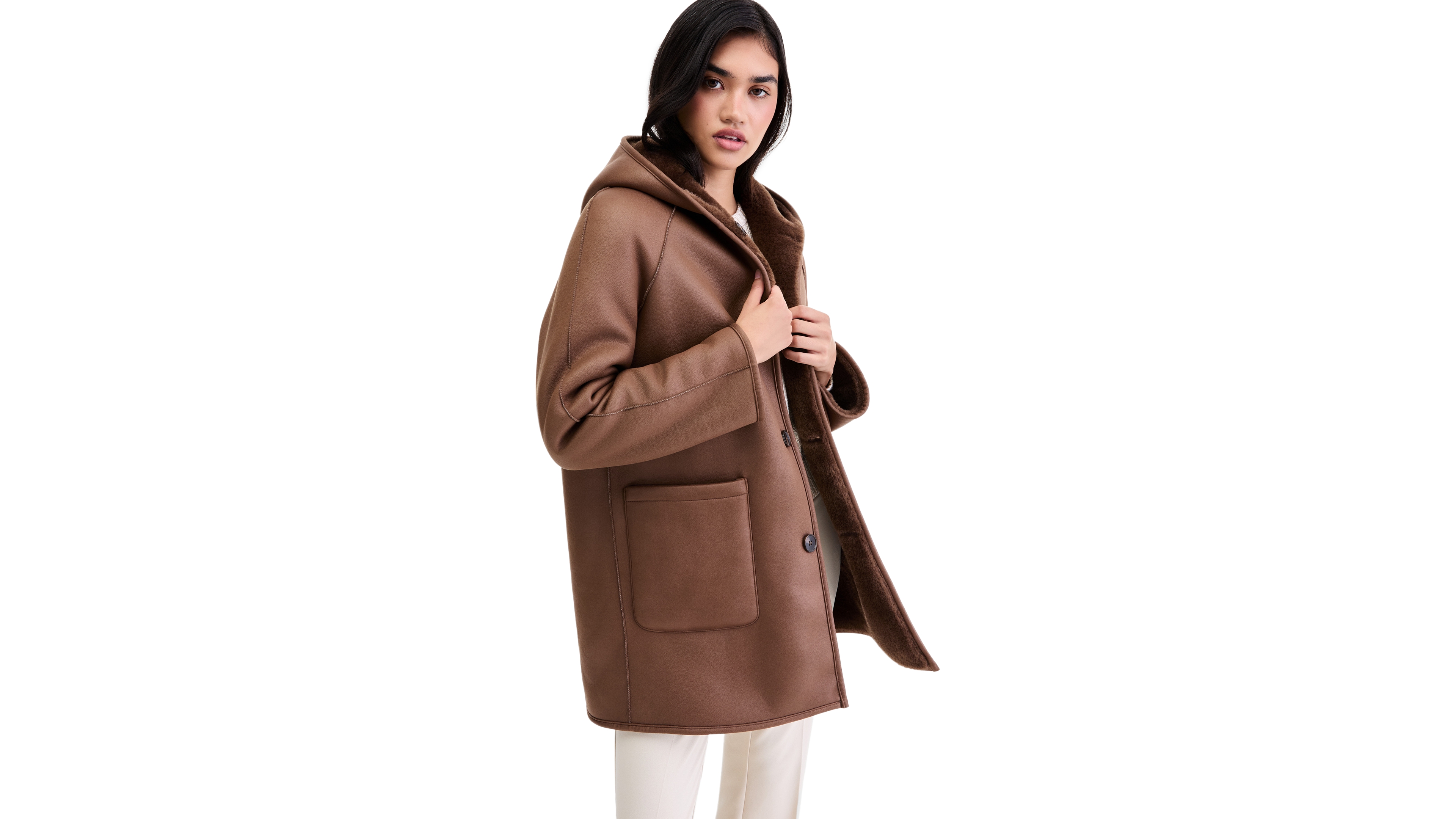 Calvin Klein Women's Hooded Reversible Teddy Jacket, Created for Macy's