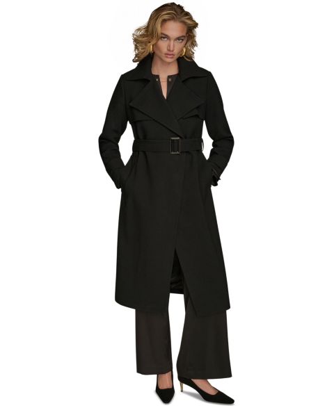 Женское пальто Donna Karan New York Belted Notched-Collar Trench, цвет: Чёрный