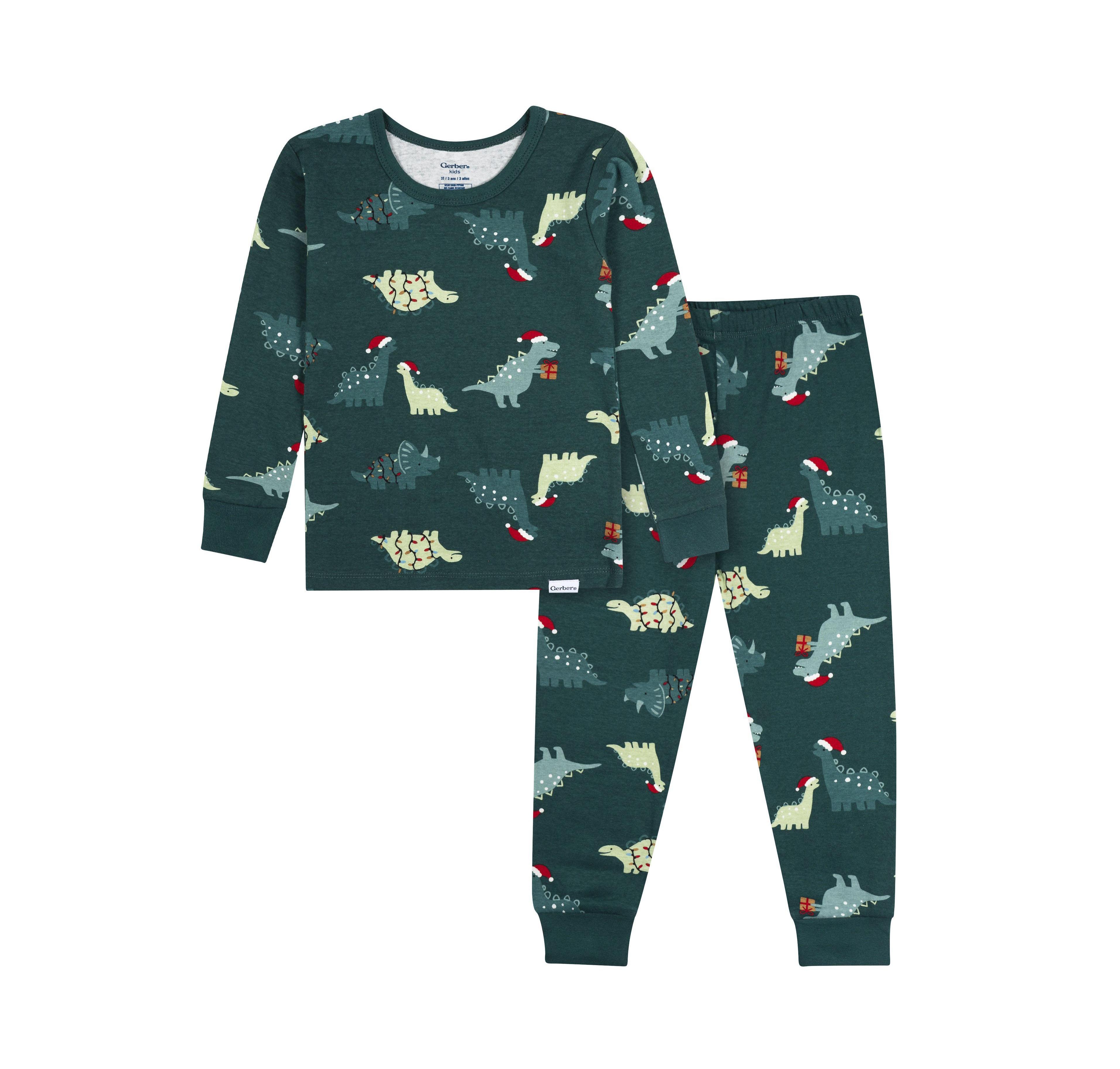 Gerber Boys' and Girls' 12M-5T Holiday Dinosaurs Long-Sleeve Rib-Knit Top Pants, 2-Piece Set, 2-Pack