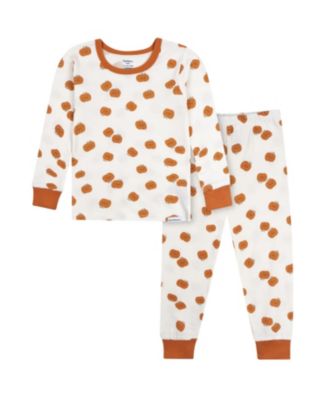 Boys' and Girls' 12M - 5T Smiling Pumpkins Cotton-Blend Long-Sleeve Pajama Top and Pull-On Pants, 2-Piece Set