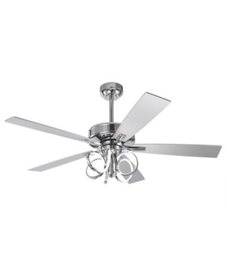 52 Inch Modern Brushed Chrome Reversible Plywood Ceiling Fan with Dimmable Light and Remote Control