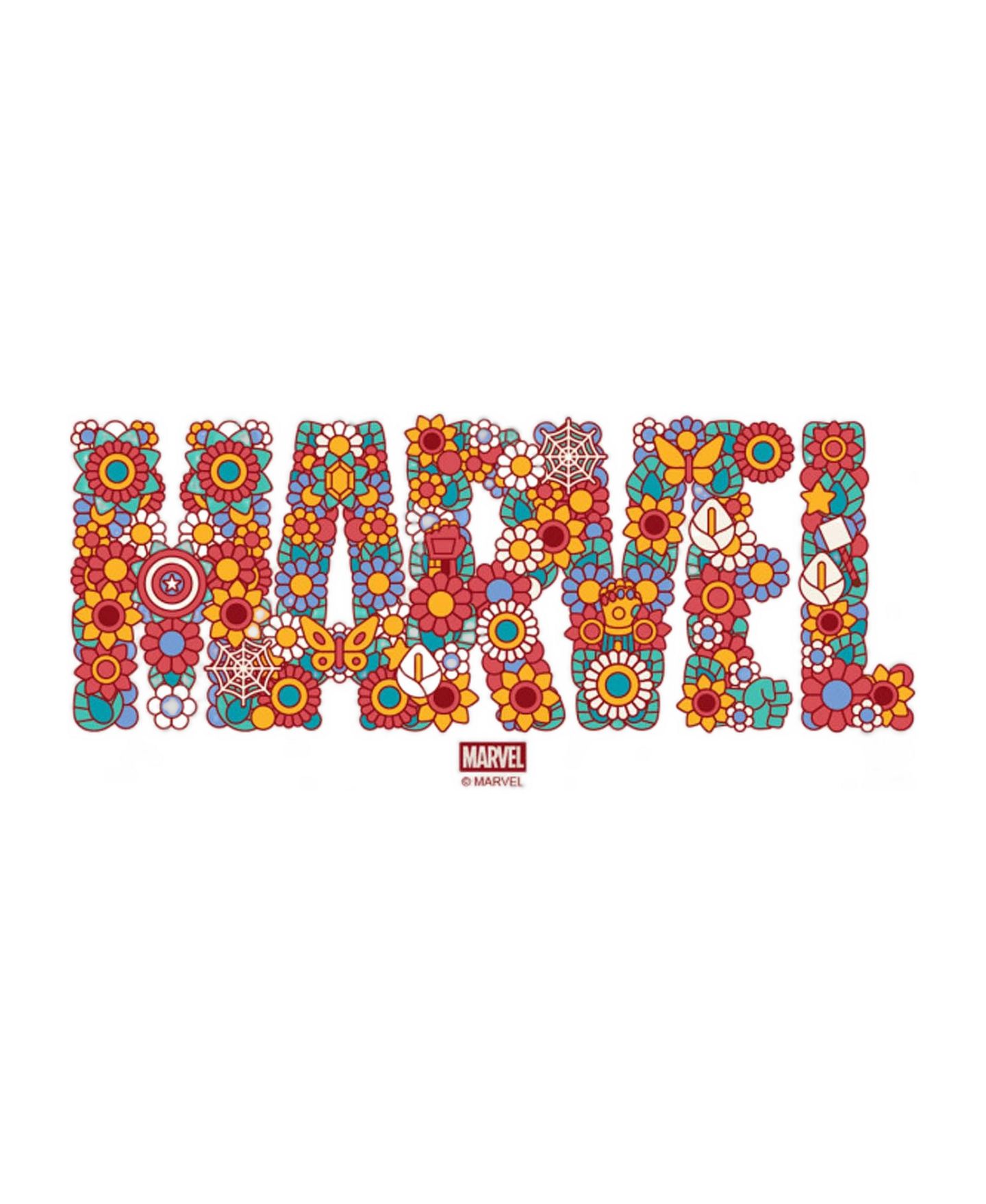 Женская футболка Marvel Avengers Floral Graphic Relaxed-Fit, цвет: Берёзовый — фото 3