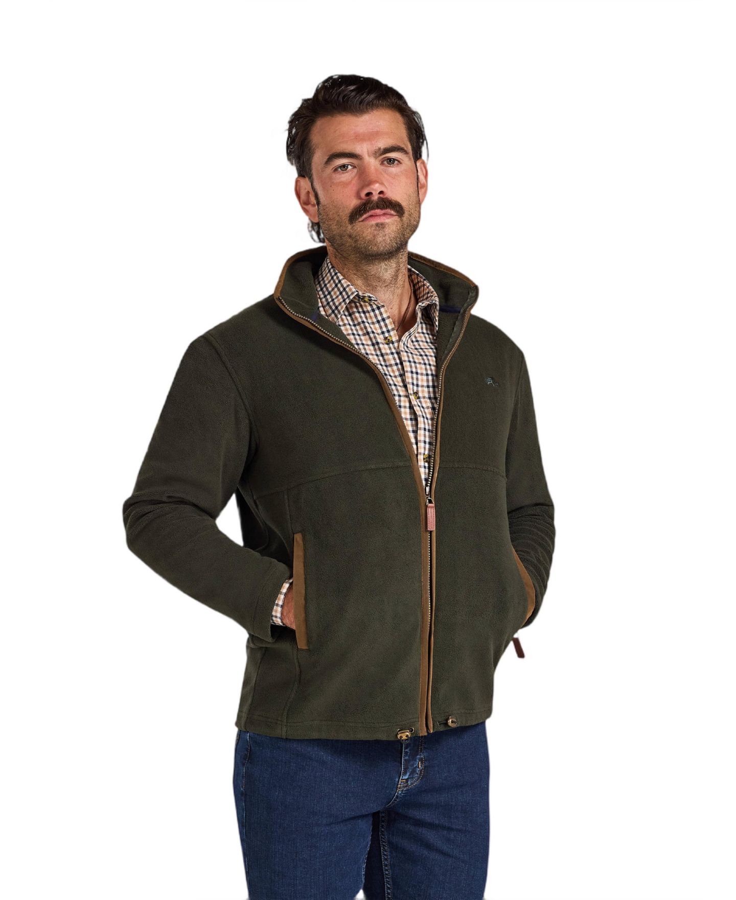 Мужская куртка Raging Bull Classic Relaxed-Fit High-Neck Fleece, цвет: Тёмно-зелёный — фото 7
