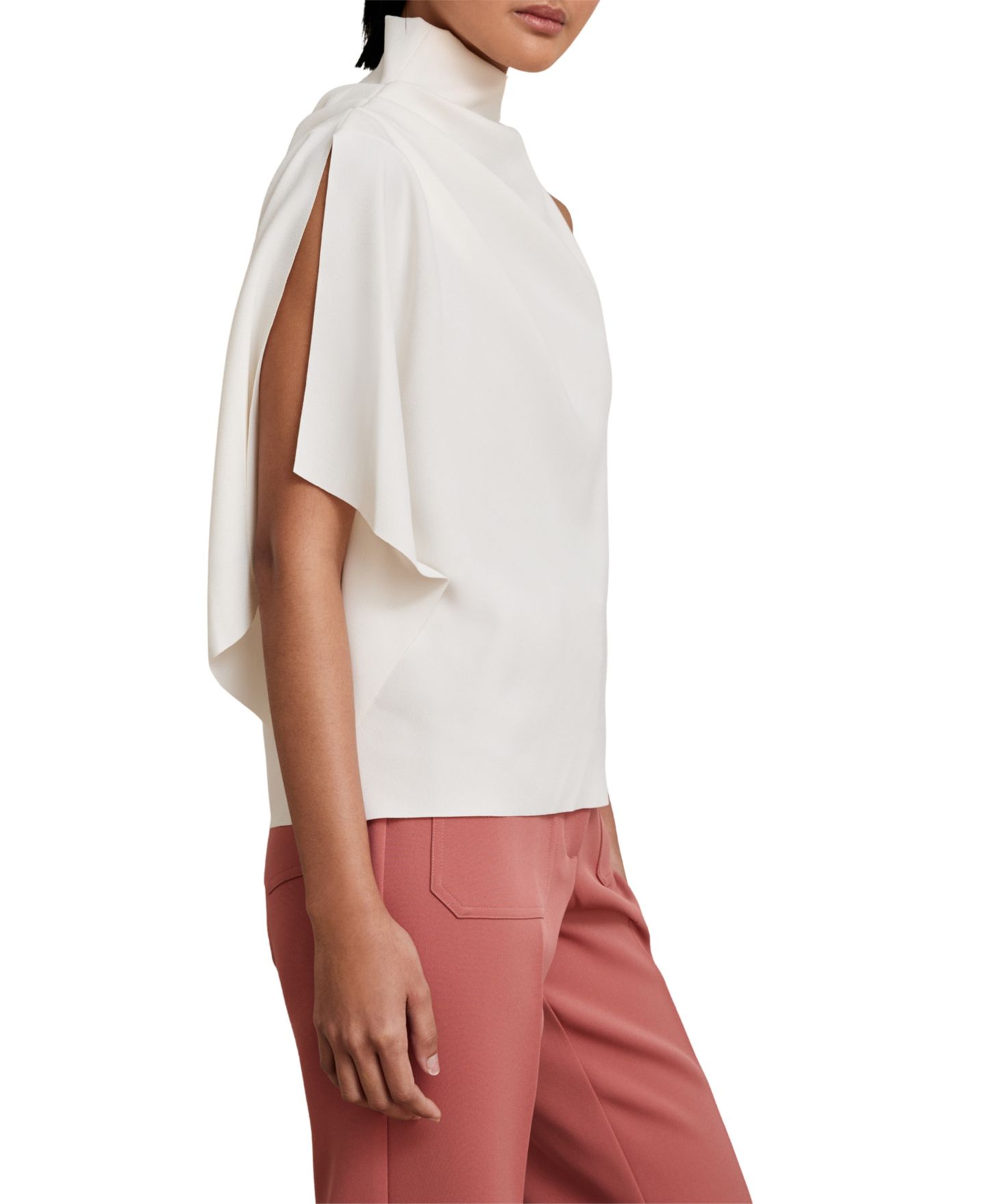 Женская блузка REISS Elle Asymmetric Mock Neck Sleeveless, цвет: Слоновая кость — фото 3