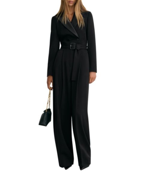 Женский комбинезон REISS Remi Wide-Leg Double-Breasted, цвет: Чёрный