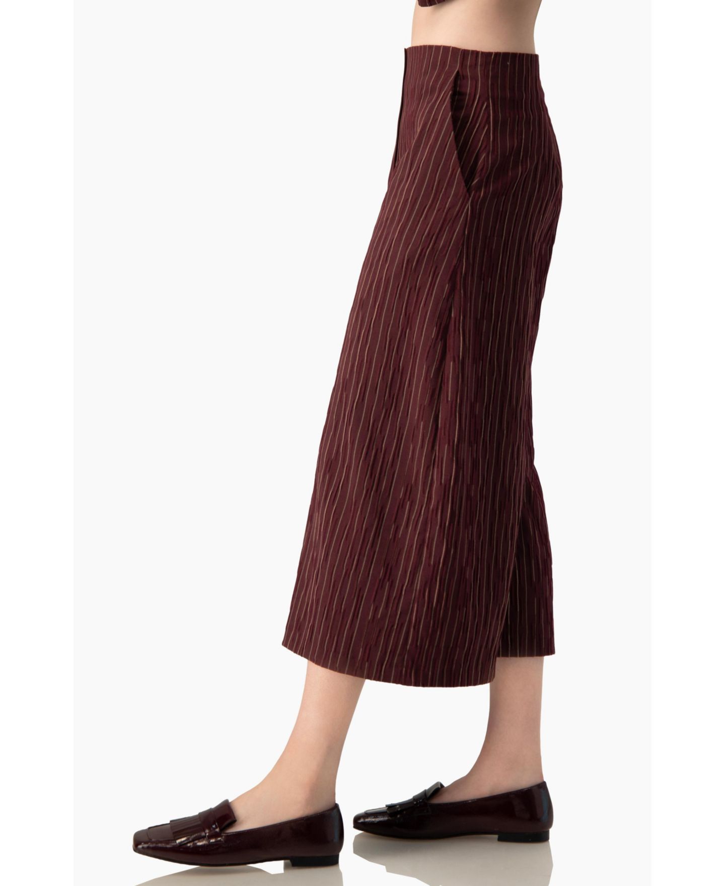 Женские брюки Ivonne High-Waisted Pinstripe Culotte, цвет: Винный — фото 4