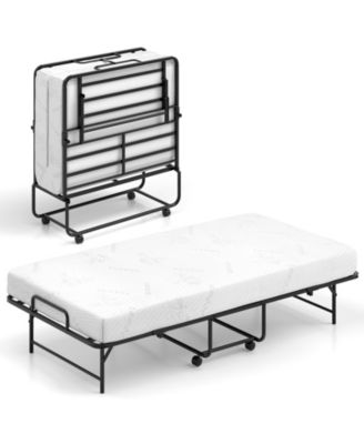 Twin Folding Guest Bed with 4 in Memory Foam Mattress