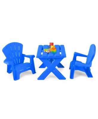 3-Piece Plastic Kids Table and 2 Chairs Set for Play and Crafts