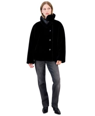 Women's Funnel-Neck Teddy Jacket, Created for Macy's