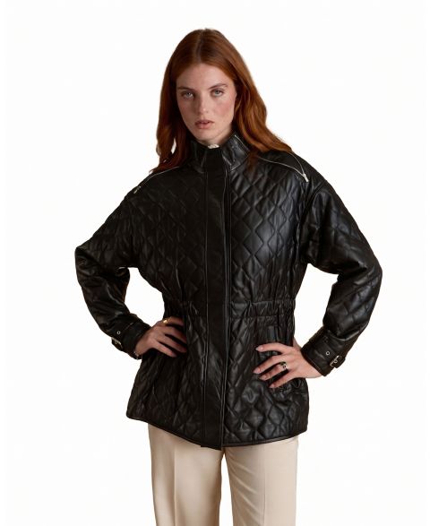 Женское пальто Furniq UK Nora Leather, цвет: Чёрный