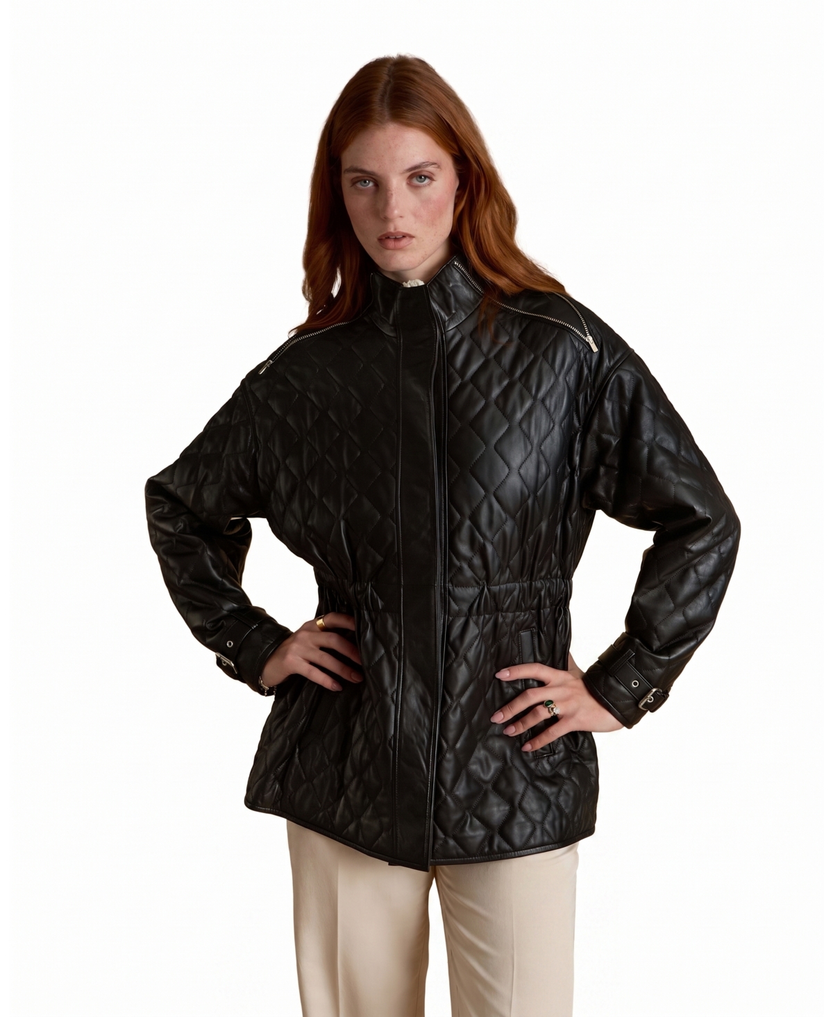 Furniq Uk Women's Genuine Leather Jacket - Black